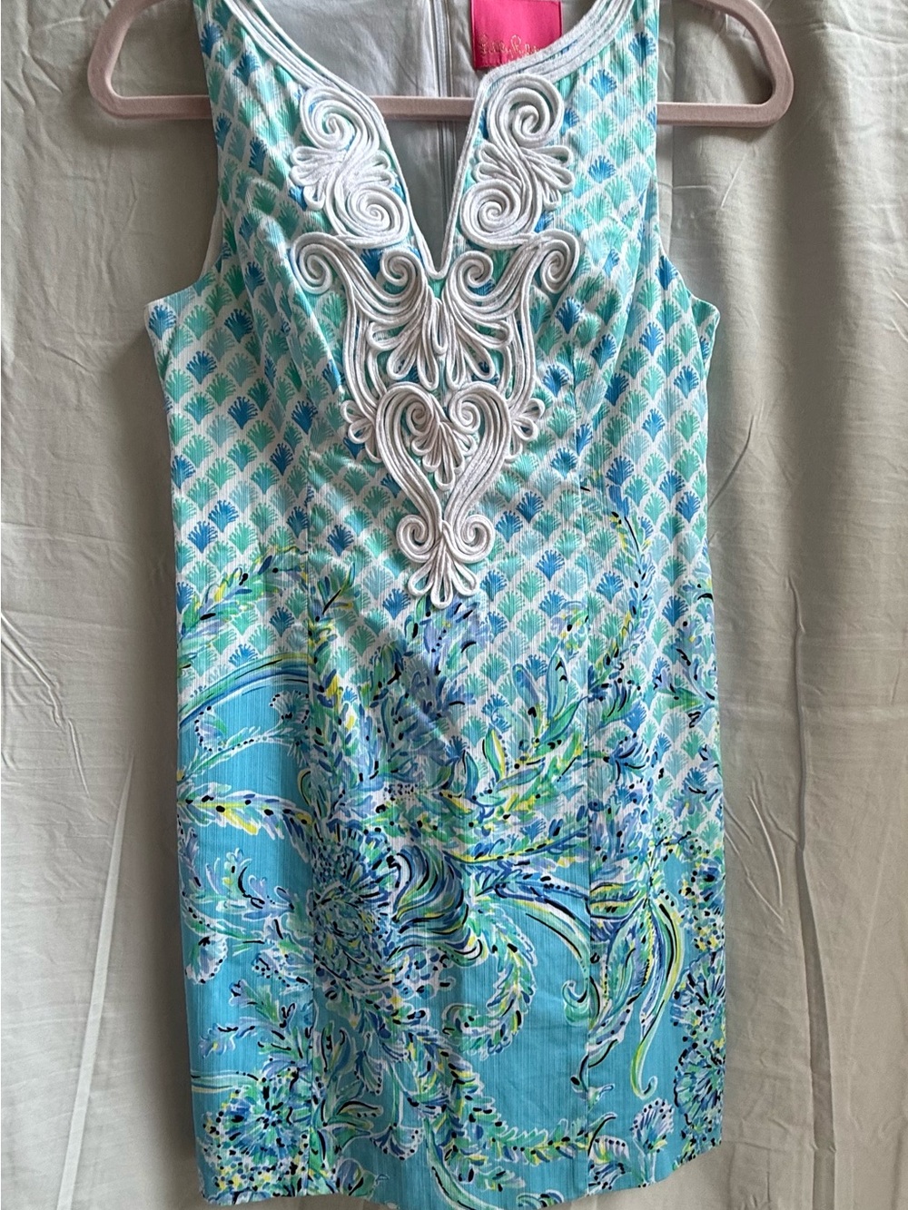 Lilly Pulitzer Gabby Stretch Shift Dress Scuba Doo Bondi Blue Size 0 EUC